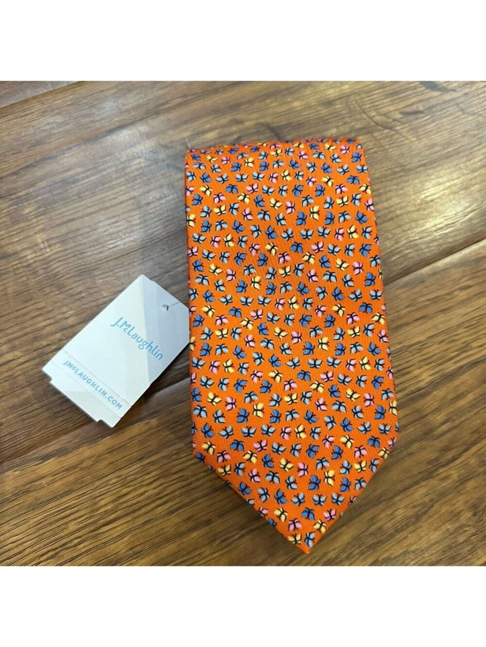 NWT J. McLaughlin butterfly print 100% silk mens tie